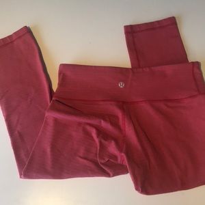 Red striped crop Lululemon leggings